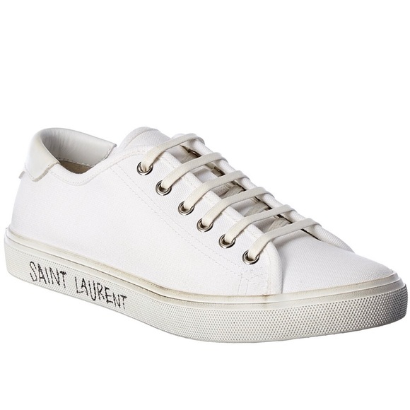 SAINT LAURENT MALIBU CANVAS & LEATHER SNEAKER - Picture 2 of 7
